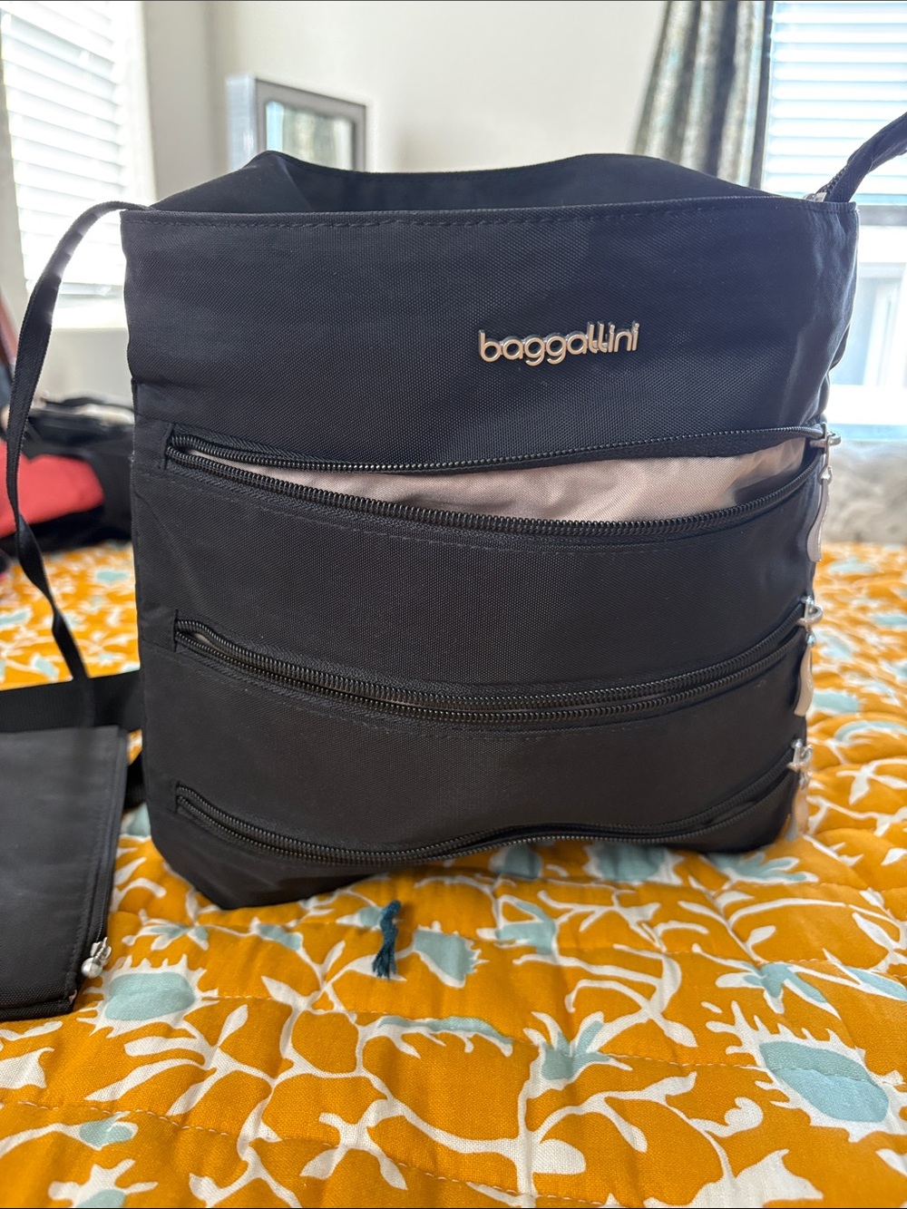 Baggallini Black Multi-Zip Messenger Crossbody